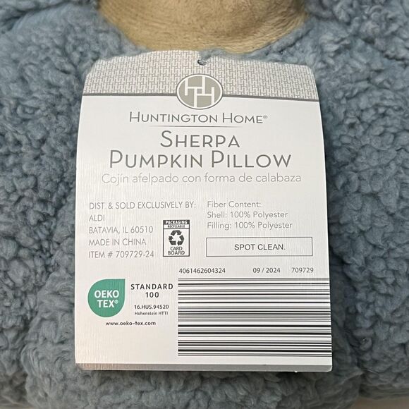 Huntington Home Sherpa Pumpkin Pillow Plush 11in Fall Decor Thanksgiving Holiday - Picture 6 of 9